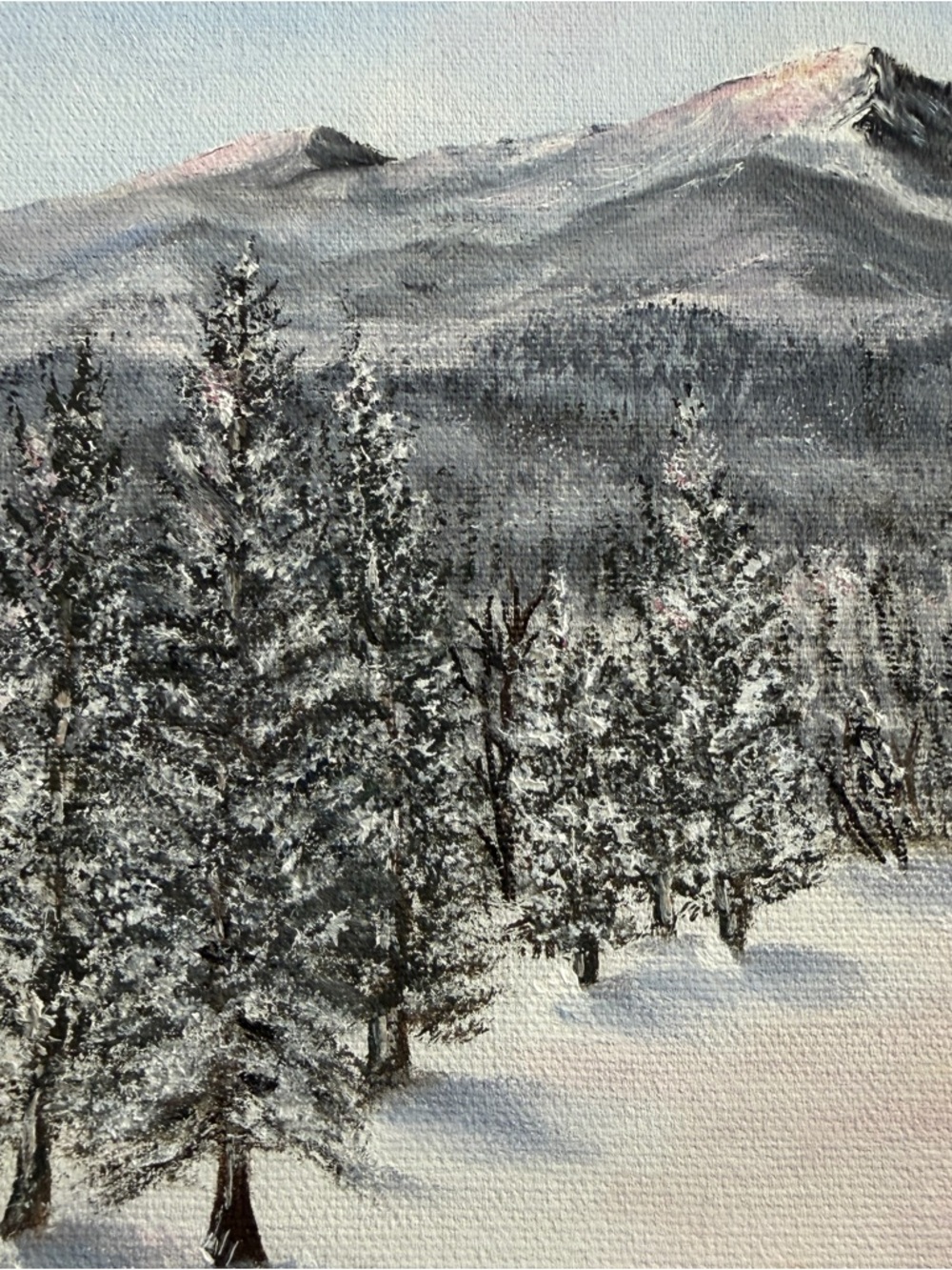 Vintage Impressionist Landscape Oil Painting Signed J Rusk Cabin Mountains Snow - Picture 5 of 12